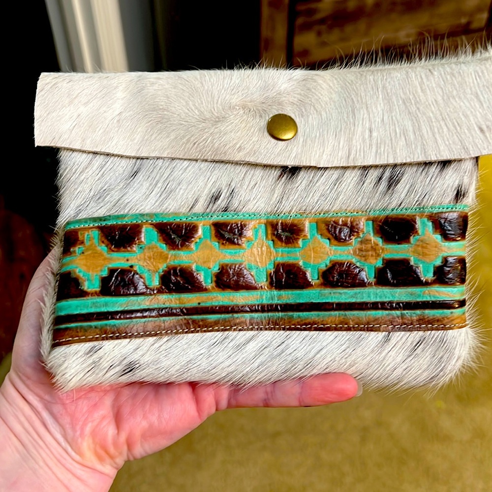 Real leather cow hide purse